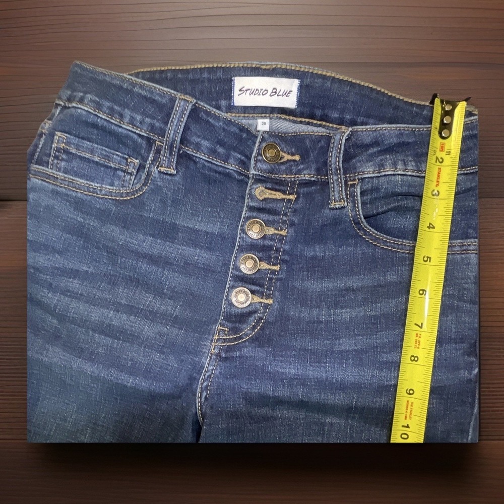 Studio Blue Women's Blue Denim Bootcut Jeans Medium Wash Button Fly 5-Pocket